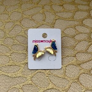 Missoma Blue and Gold Butterfly Earrings
